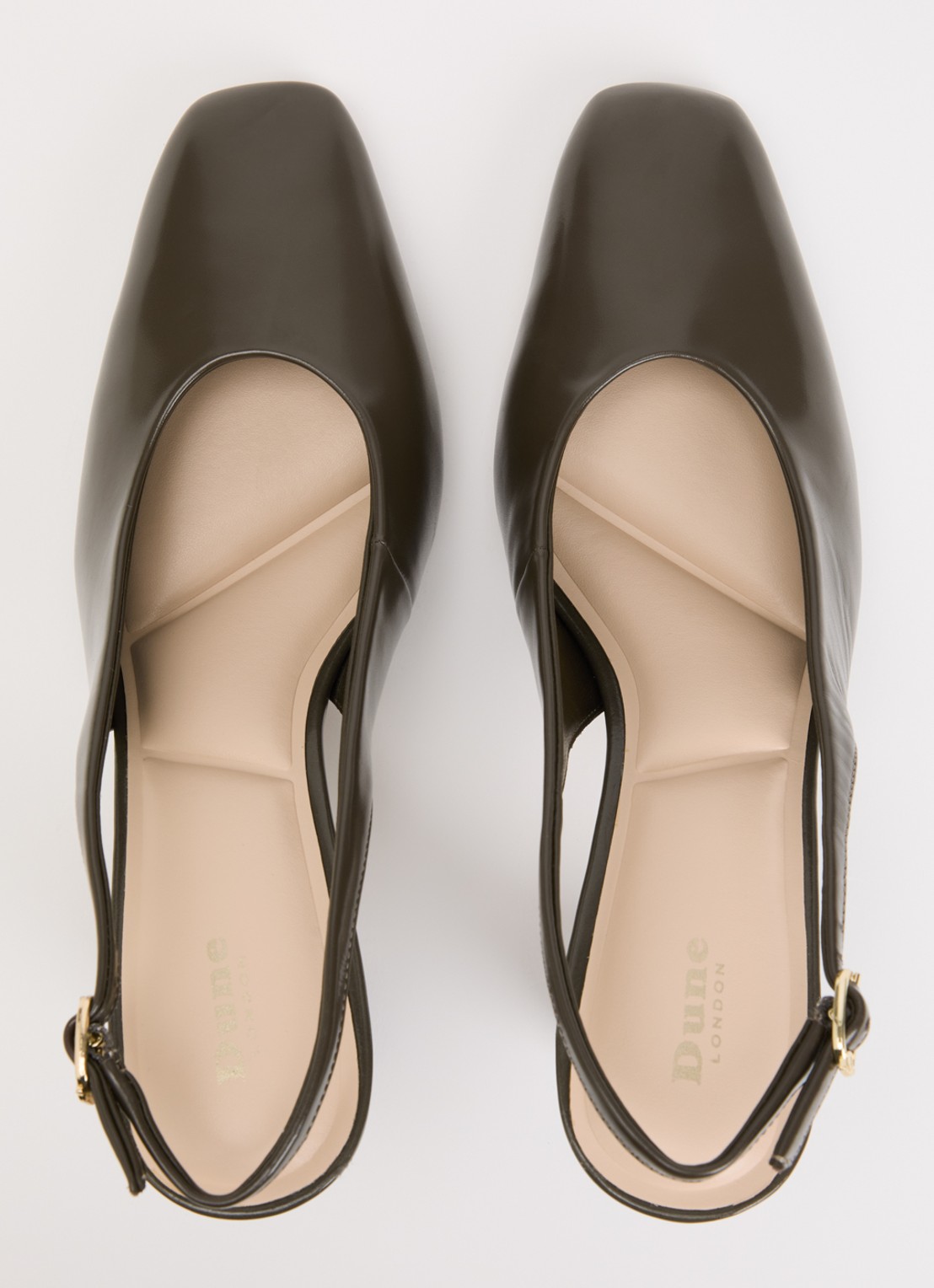 Dune London Defining slingback van leer - detail 2 bronsgroen