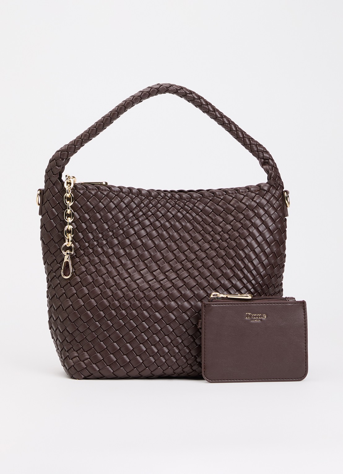 Dune London Deliberate M handtas met afneembare schouderriem en uitneembaar etui - voorkant 2 roodbruin