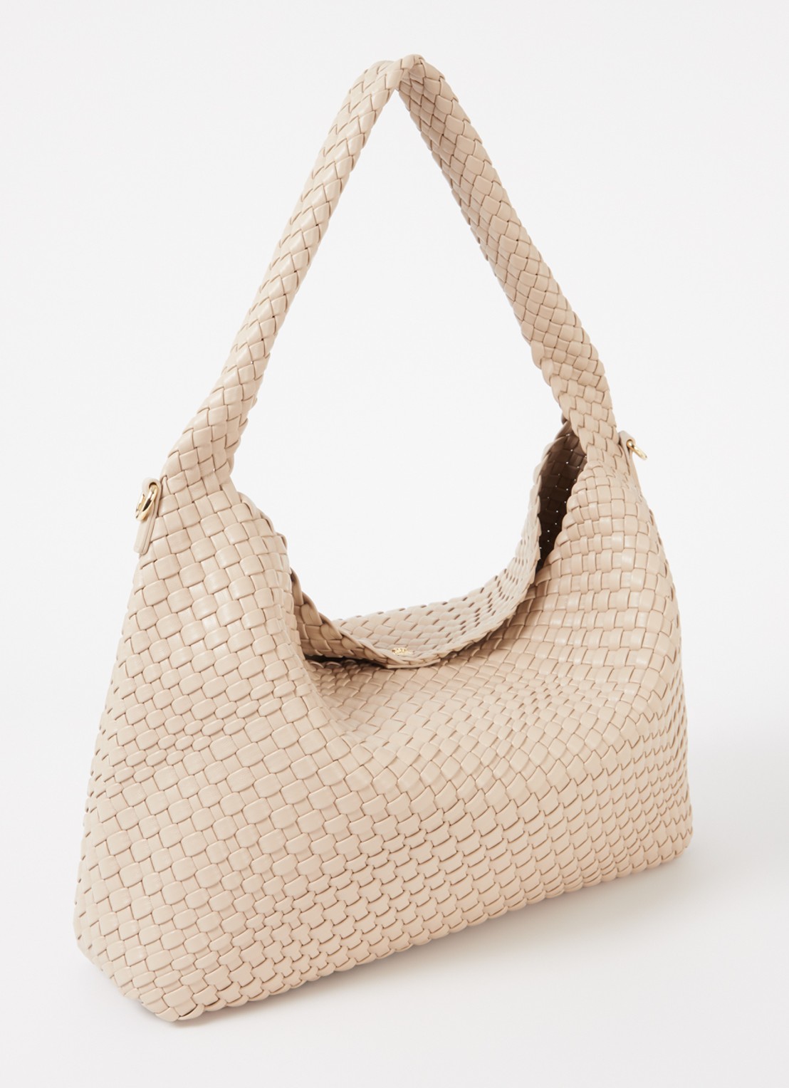 Dune London Deliberate schoudertas met gevlochten detail en uitneembaar etui - achterkant beige