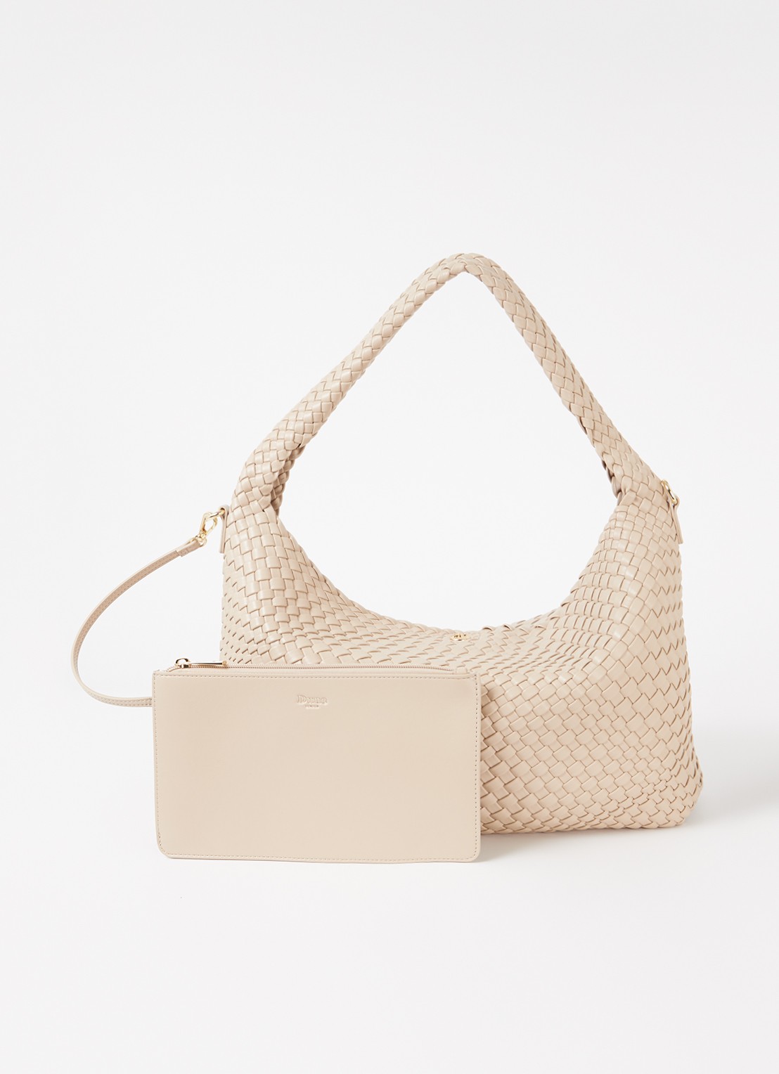 Dune London Deliberate schoudertas met gevlochten detail en uitneembaar etui - voorkant 2 beige