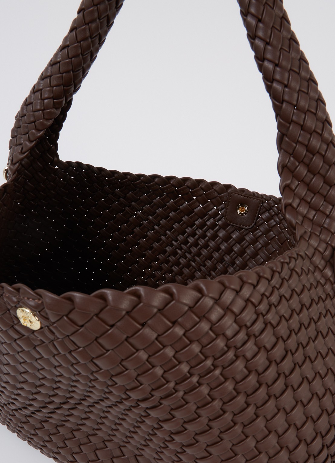 Dune London Deliberate schoudertas met gevlochten detail en uitneembaar etui - detail 3 donkerbruin