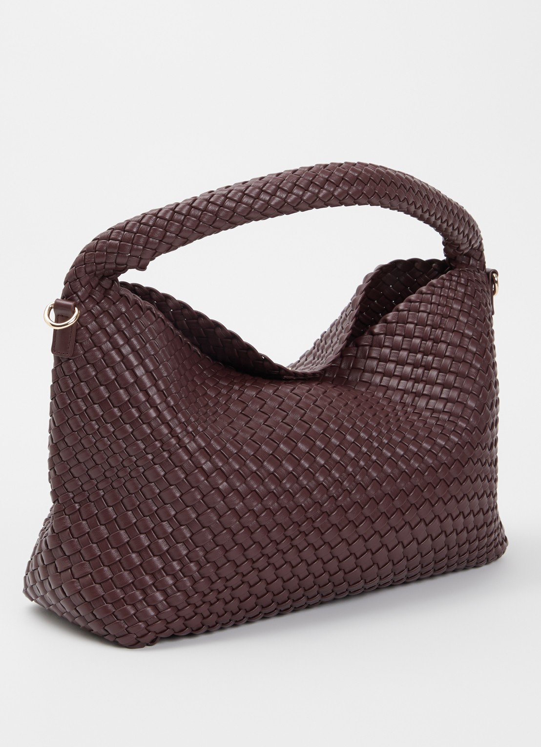 Dune London Deliberate schoudertas met gevlochten detail en uitneembaar etui - achterkant 4 aubergine