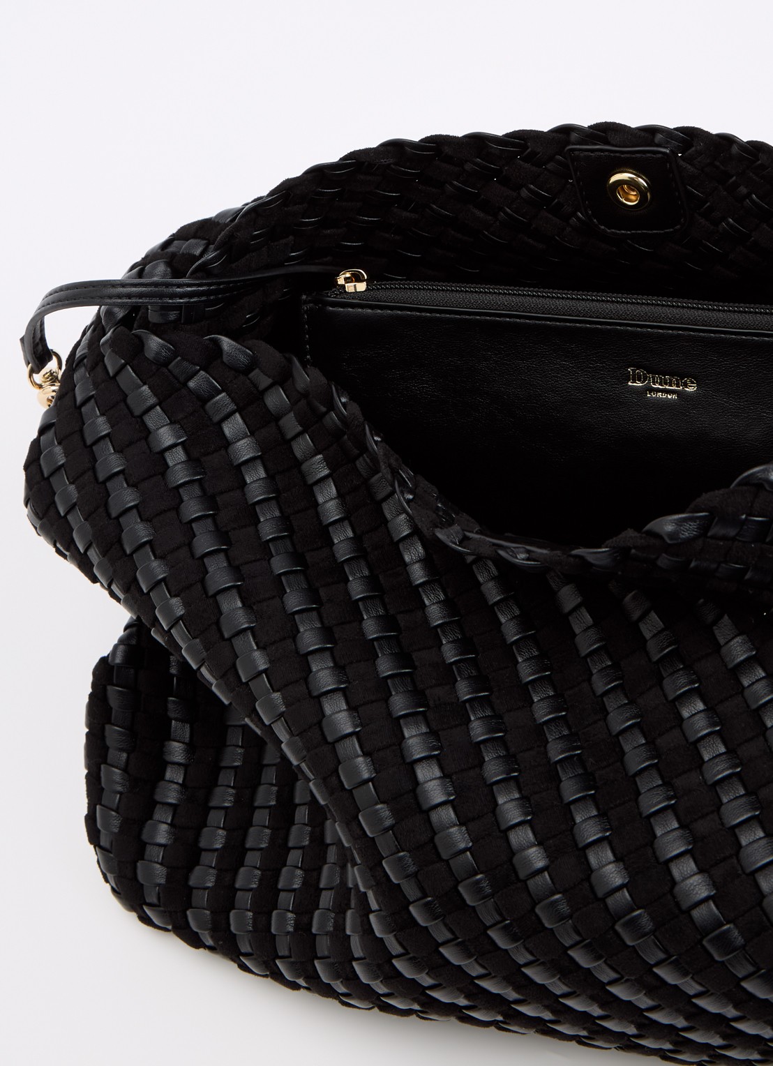 Dune London Deliberate schoudertas met gevlochten detail en uitneembaar etui - detail 3 zwart