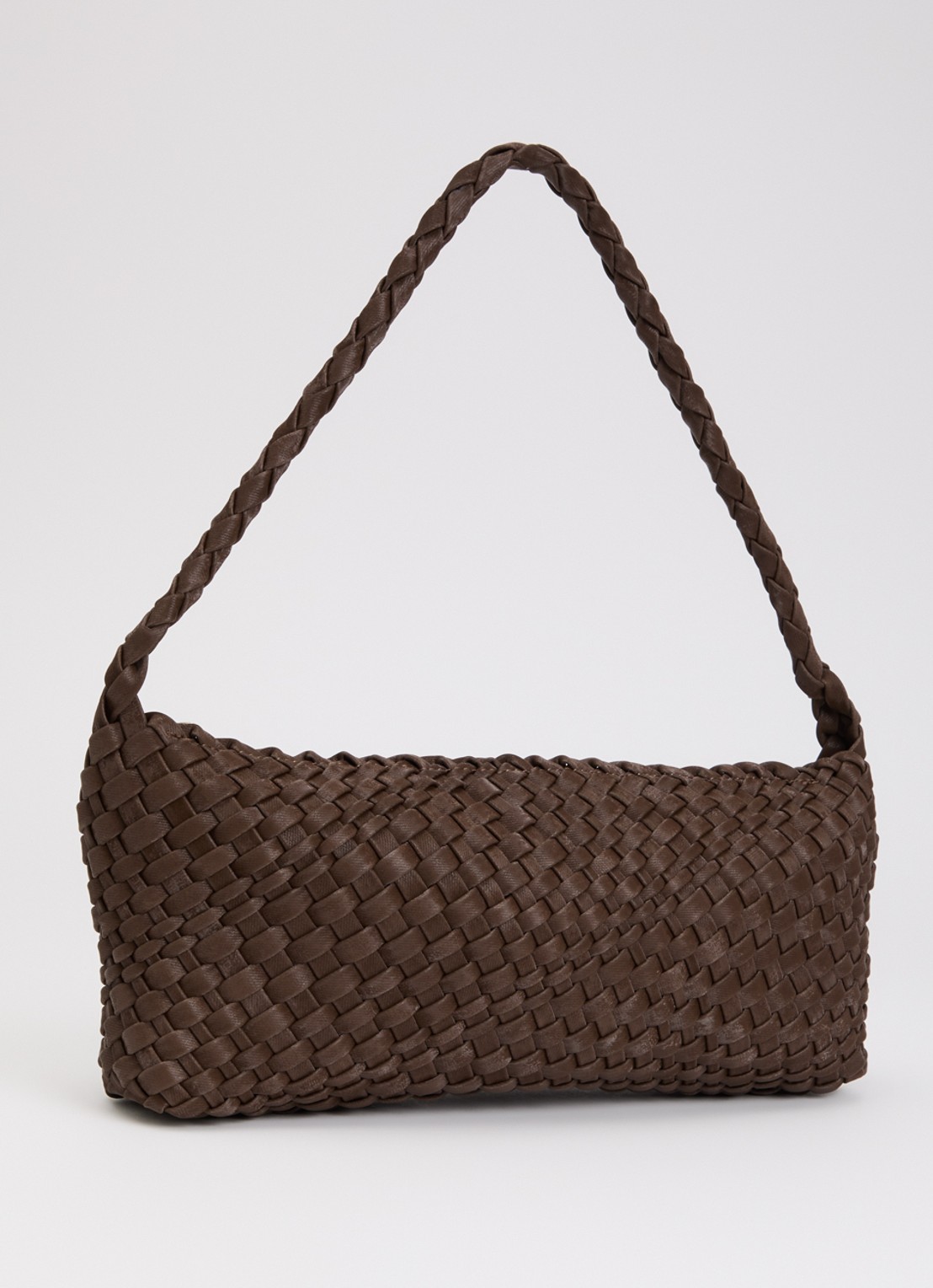 Dune London Deliberating schoudertas met gevlochten detail - achterkant bruin