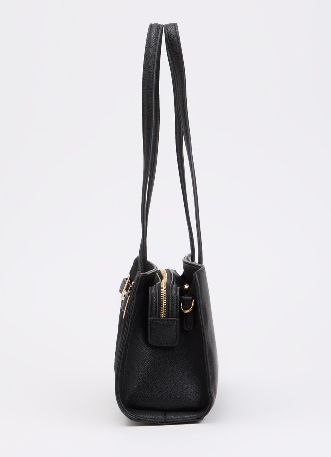 Dune London Depend schoudertas van leer met afneembare schouderriem - detail 2 zwart