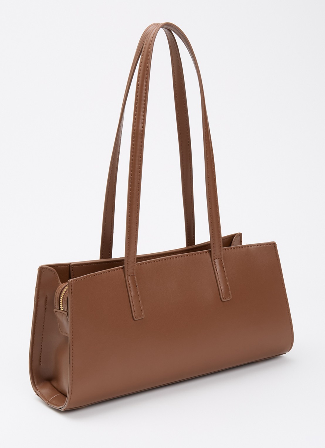 Dune London Depend schoudertas van leer met afneembare schouderriem - achterkant 5 chocoladebruin