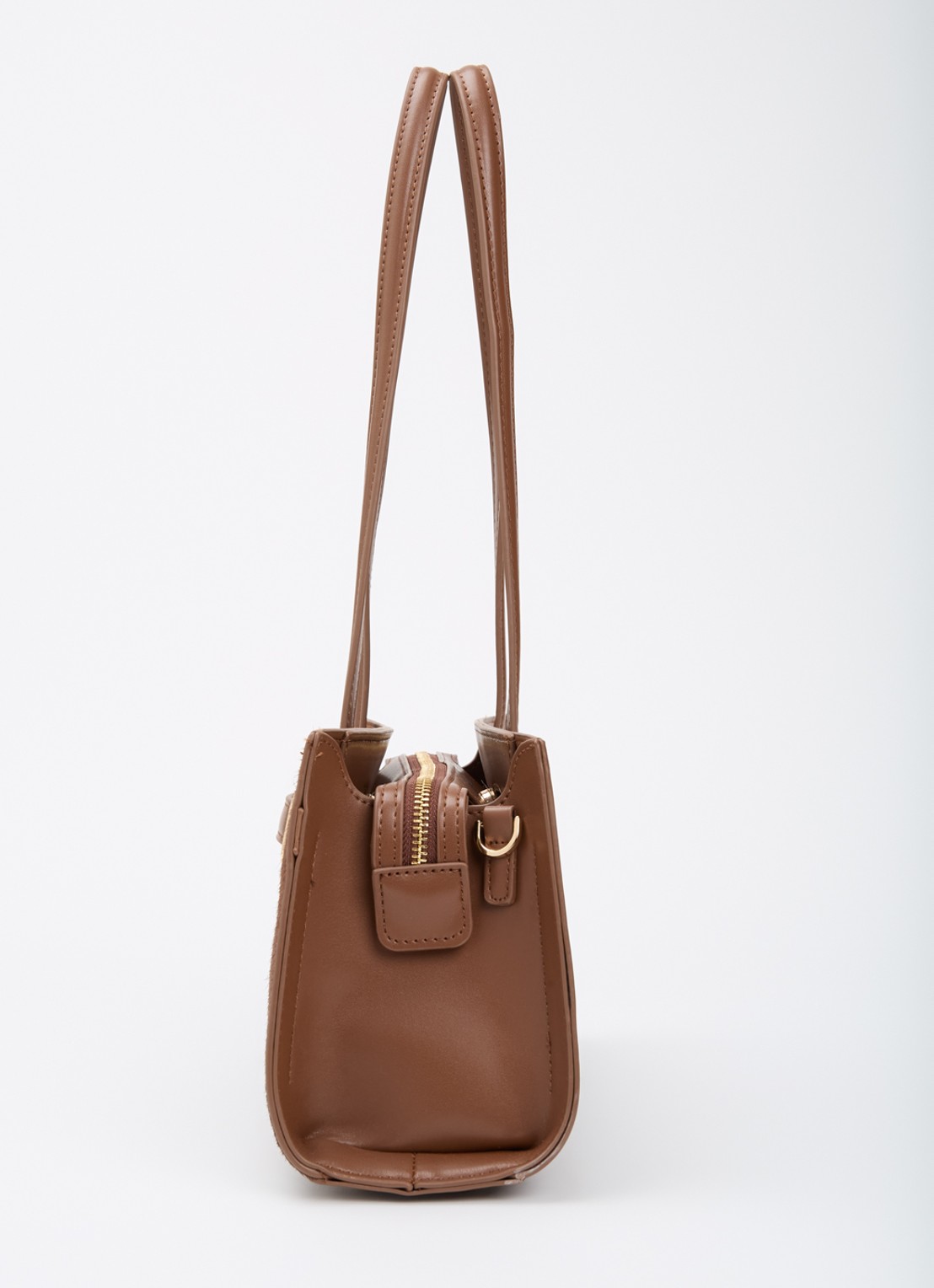 Dune London Depend schoudertas van leer met afneembare schouderriem - detail 2 chocoladebruin