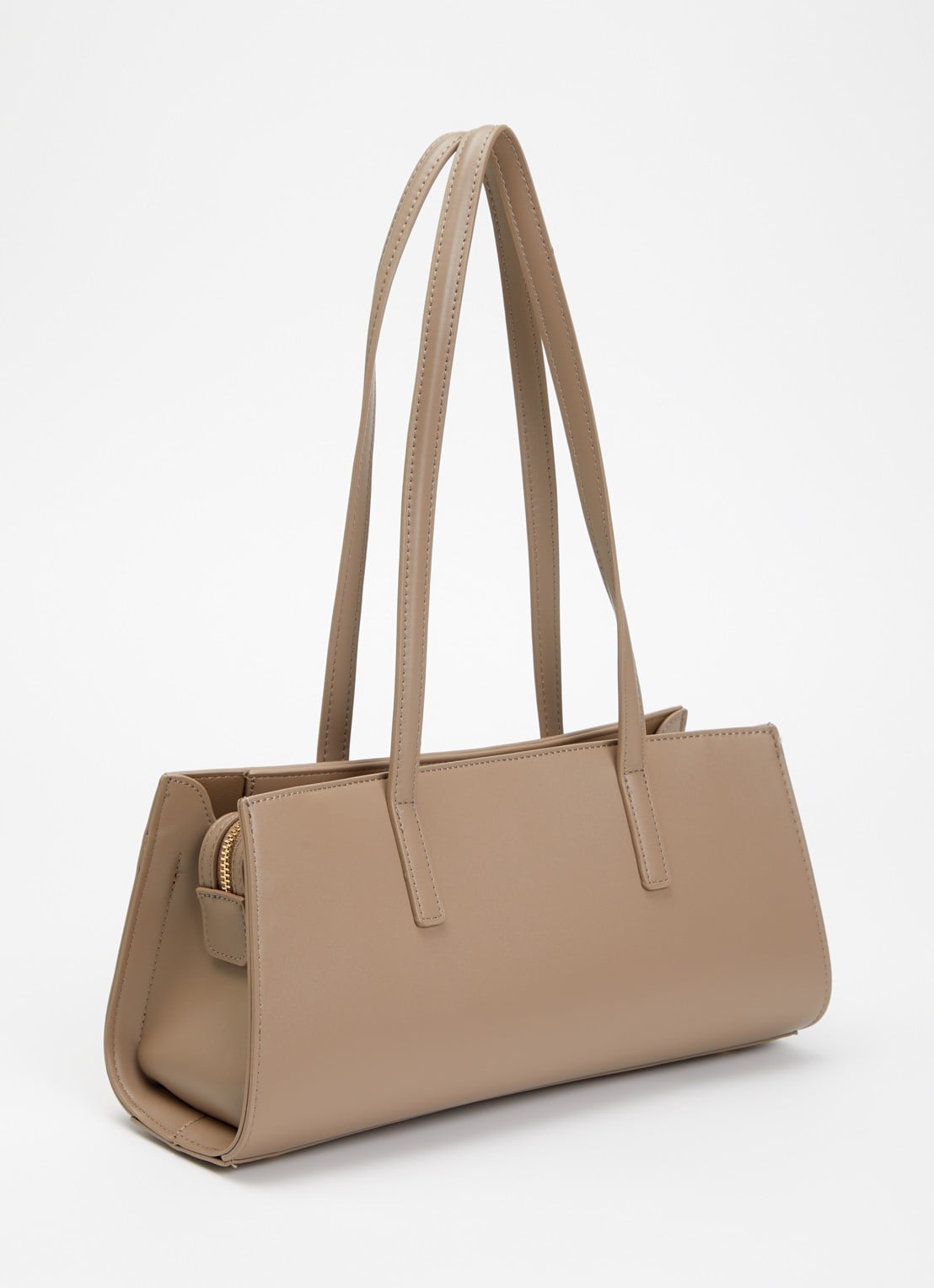 Dune London Depend schoudertas van leer met afneembare schouderriem - achterkant 4 taupe