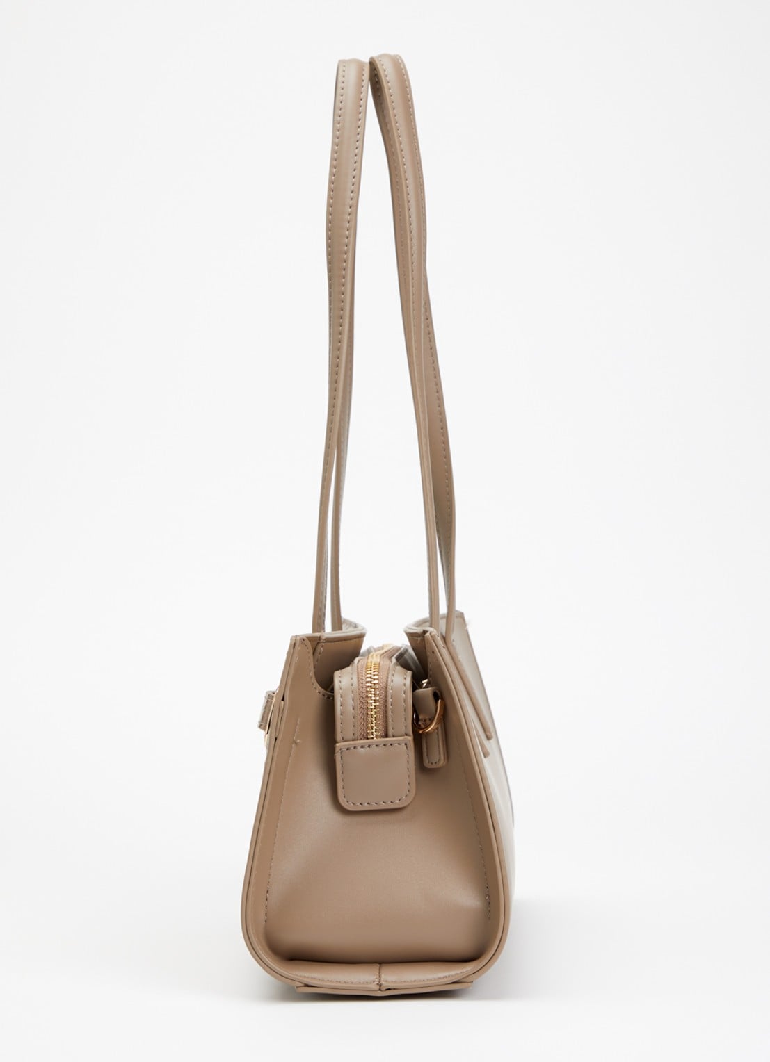Dune London Depend schoudertas van leer met afneembare schouderriem - detail 3 taupe