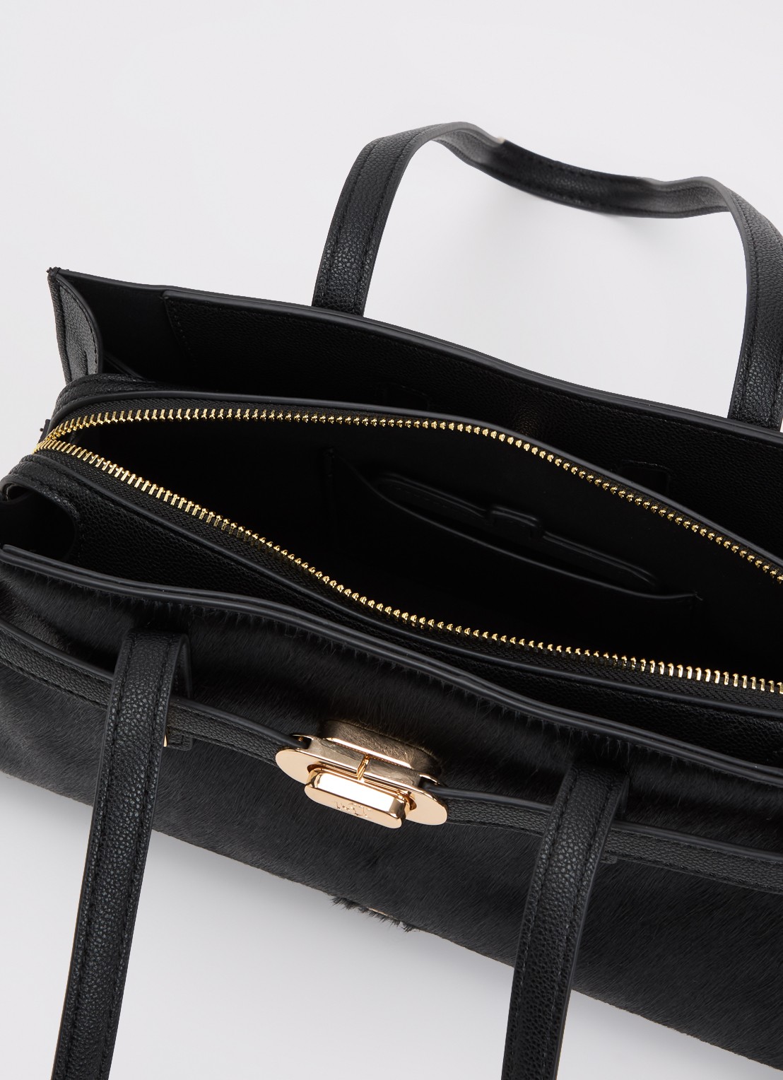 Dune London Depend schoudertas van leer met afneenbare schouderriem - detail 2 zwart