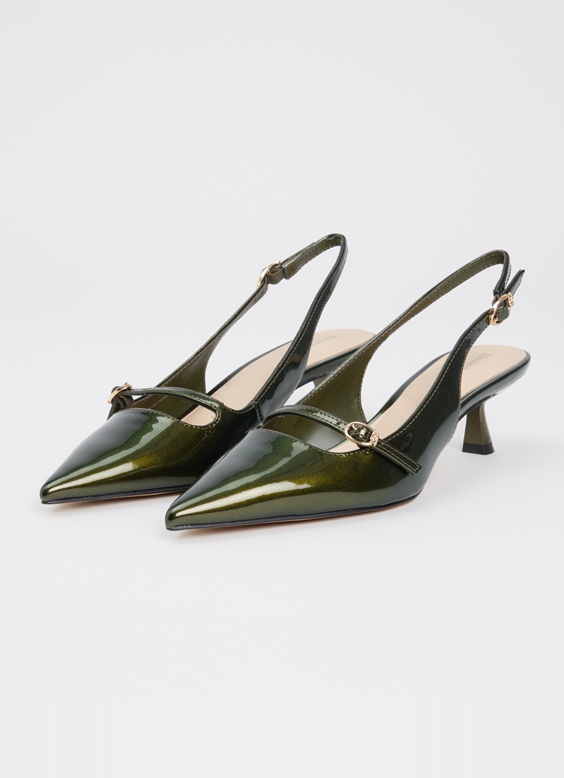 Dune London Deserved slingback met metallic finish  - detail 3 bronsgroen