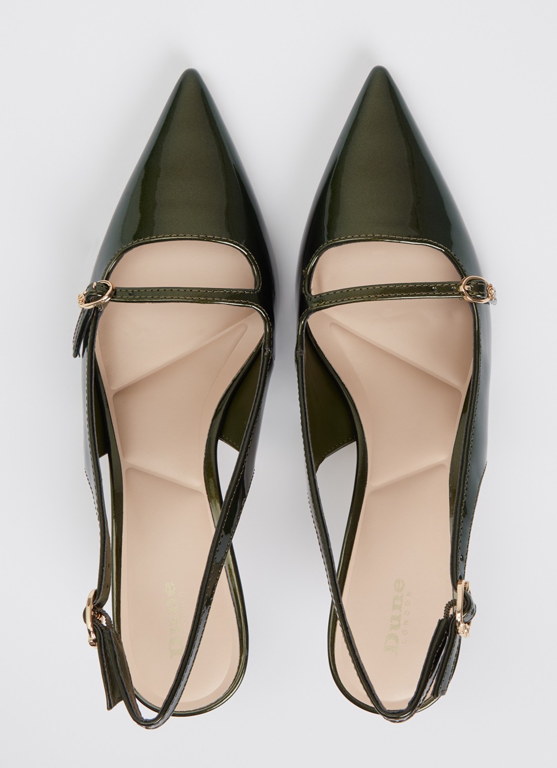 Dune London Deserved slingback met metallic finish  - detail 4 bronsgroen