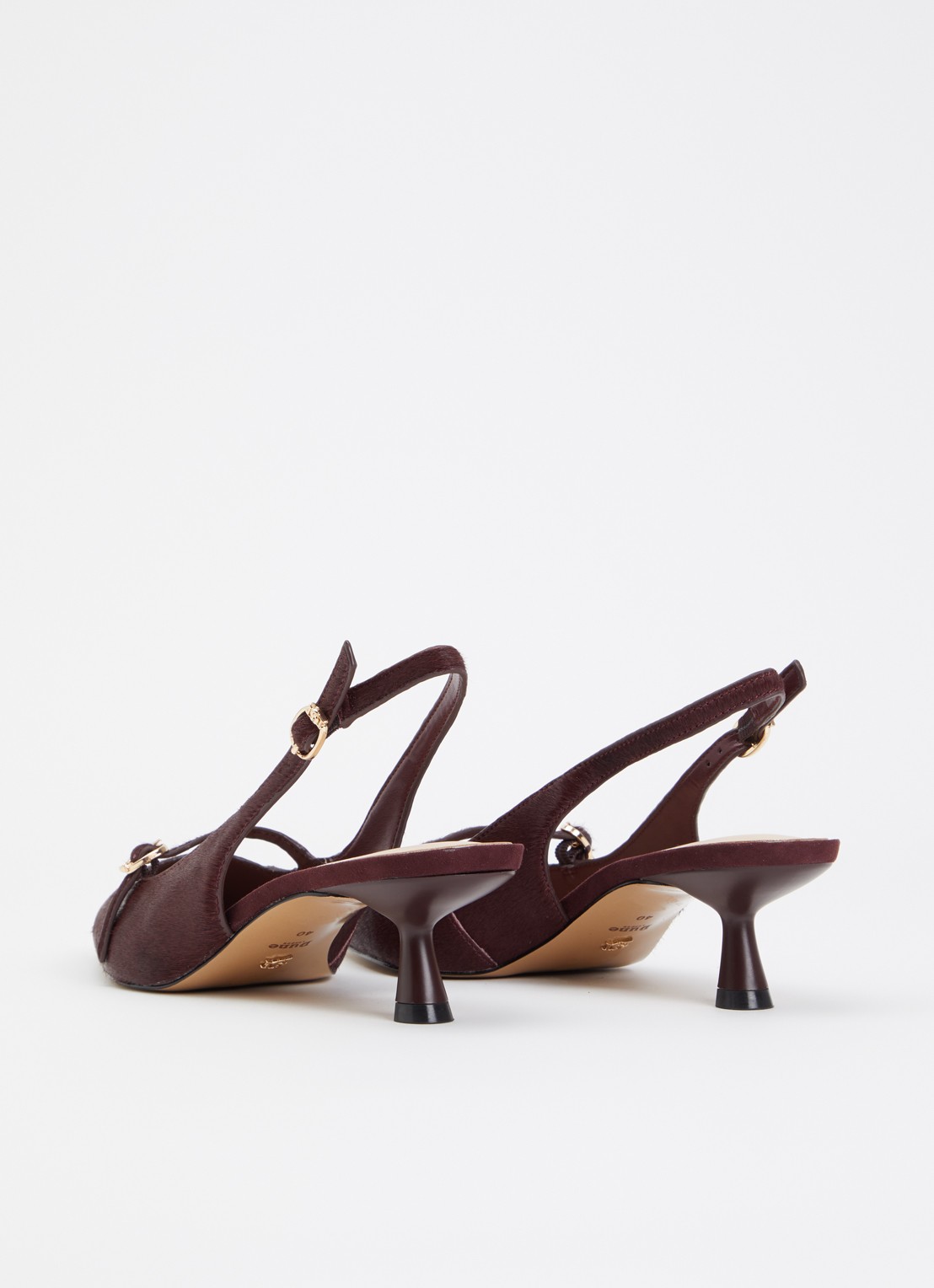 Dune London Deserved slingback met metallic finish  - achterkant roodbruin
