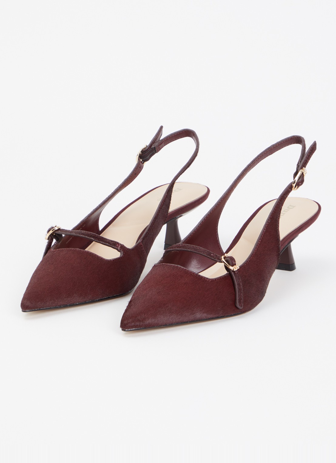 Dune London Deserved slingback met metallic finish  - detail 2 roodbruin