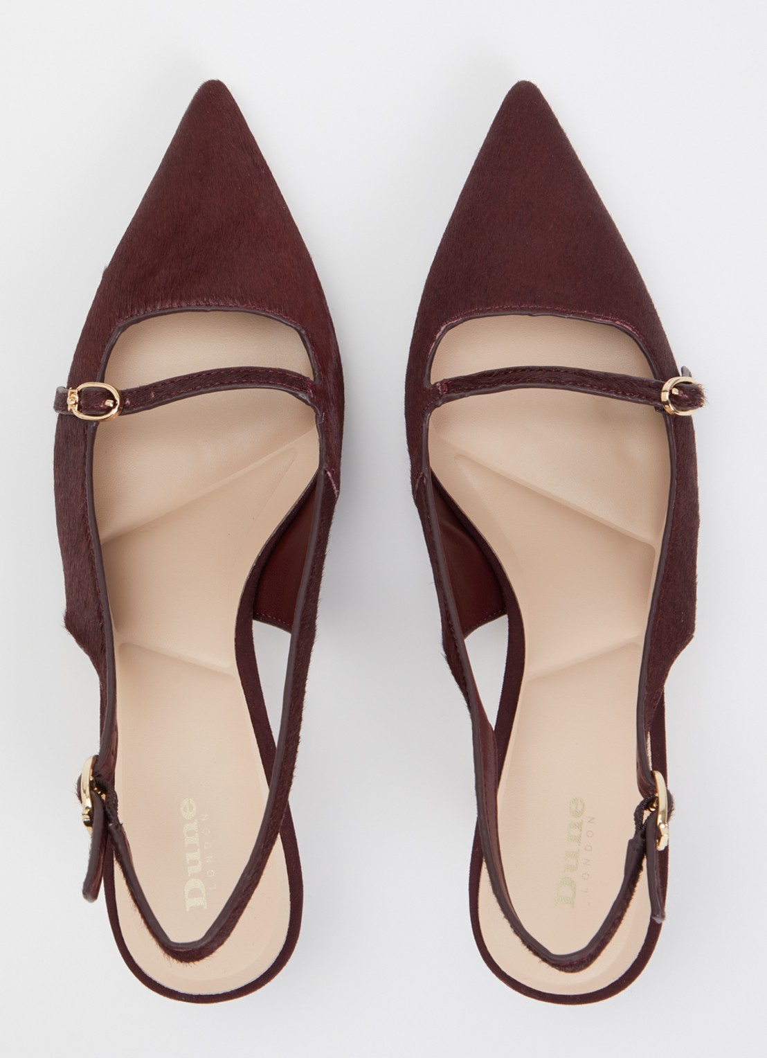 Dune London Deserved slingback met metallic finish  - detail 3 roodbruin