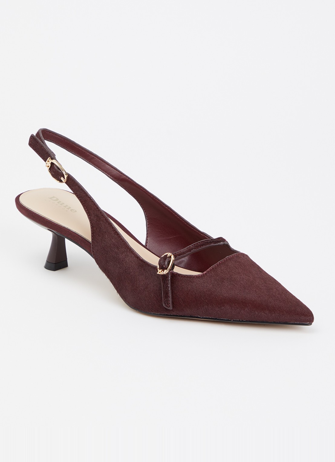 Dune London Deserved slingback met metallic finish  - voorkant 5 roodbruin