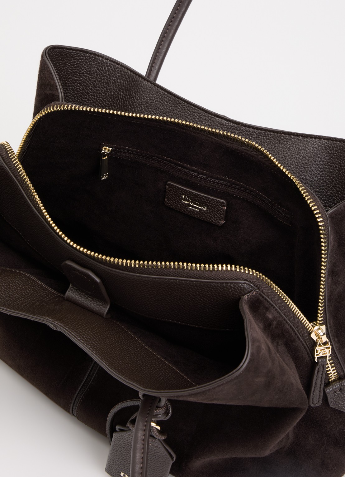 Dune London Deserving Large shopper met tasbedel - detail donkerbruin