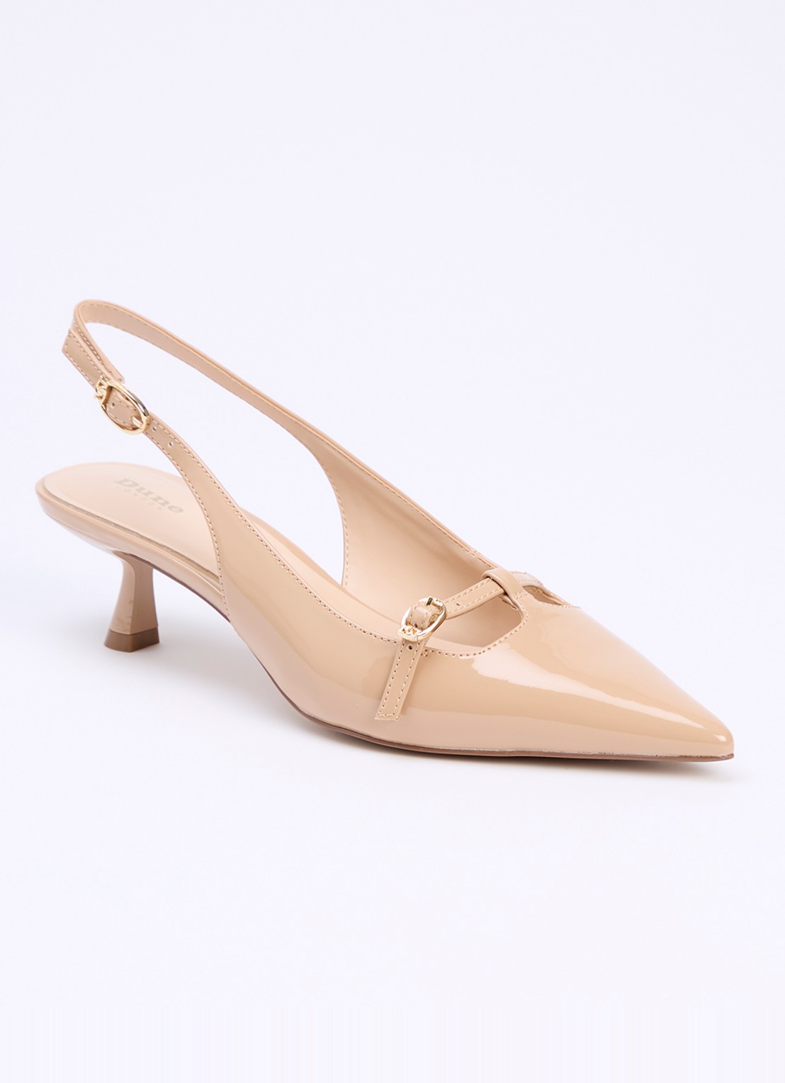 Dune London Deserving slingback met gespdetail - voorkant 5 donkerbeige