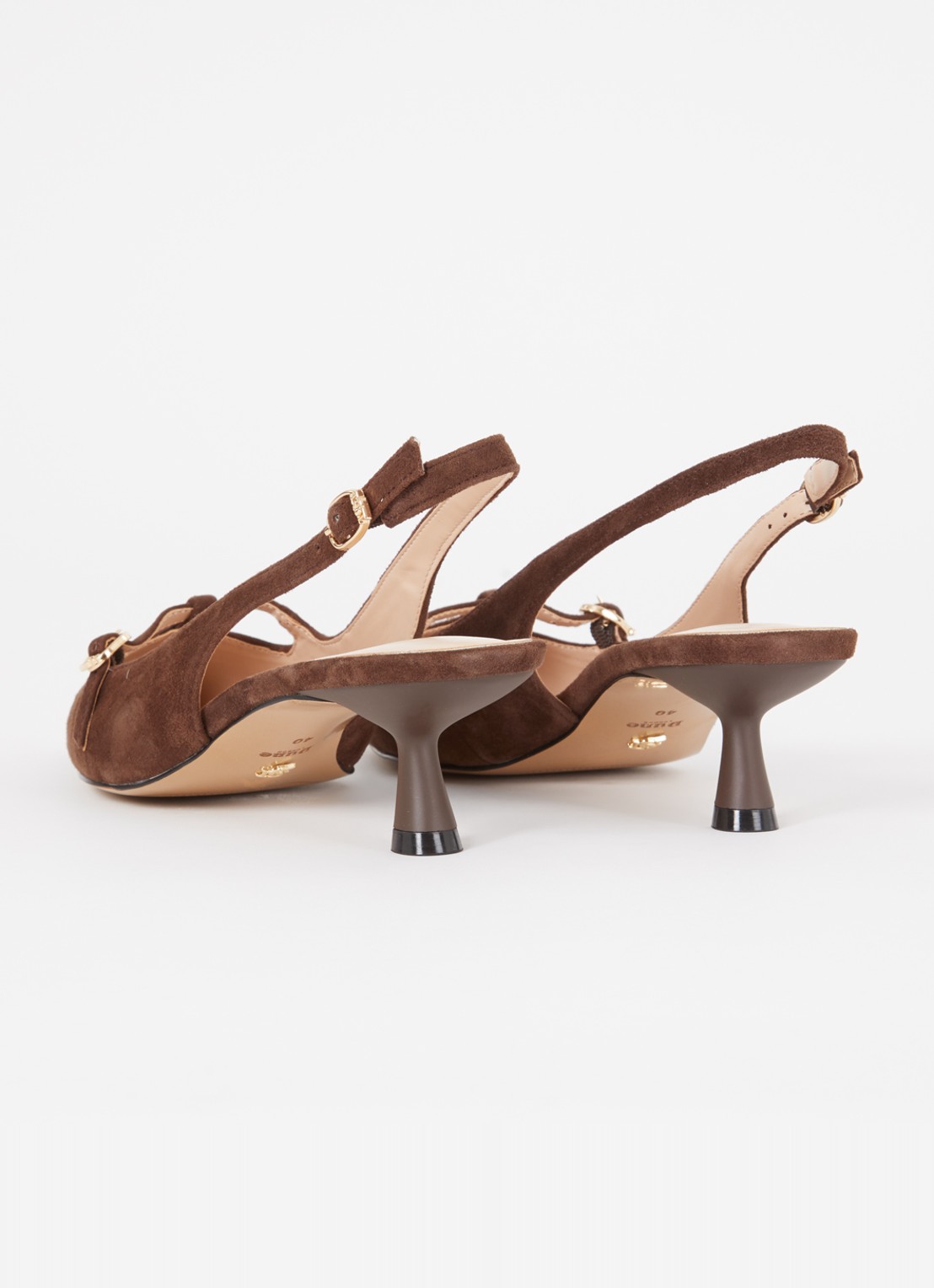Dune London Deserving slingback met gespdetail - achterkant 5 donkerbruin