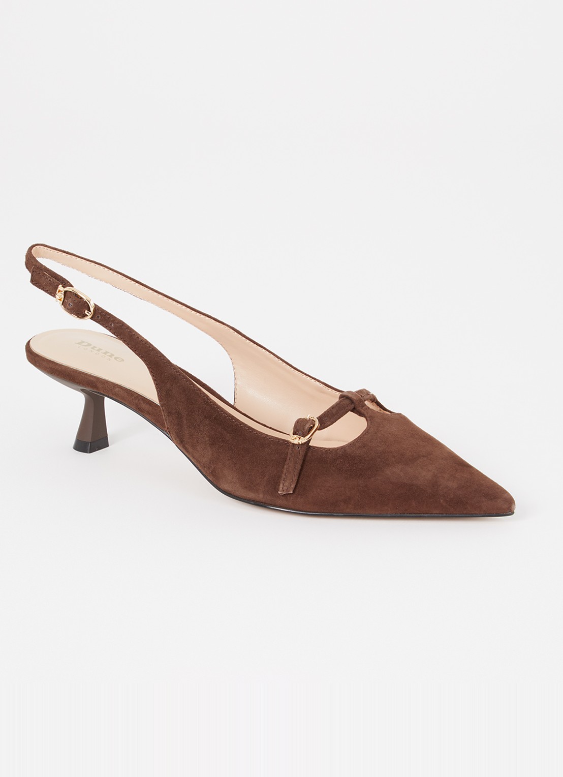 Dune London Deserving slingback met gespdetail - voorkant 4 donkerbruin