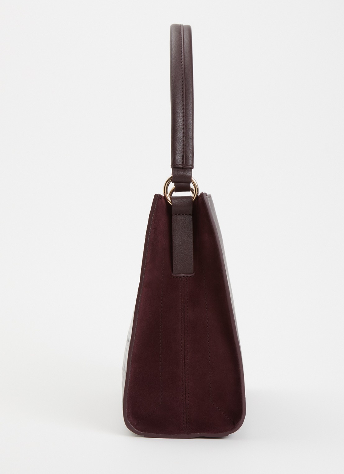 Dune London Destined Medium handtas van leer met crocostructuur en details van suède - detail 2 aubergine
