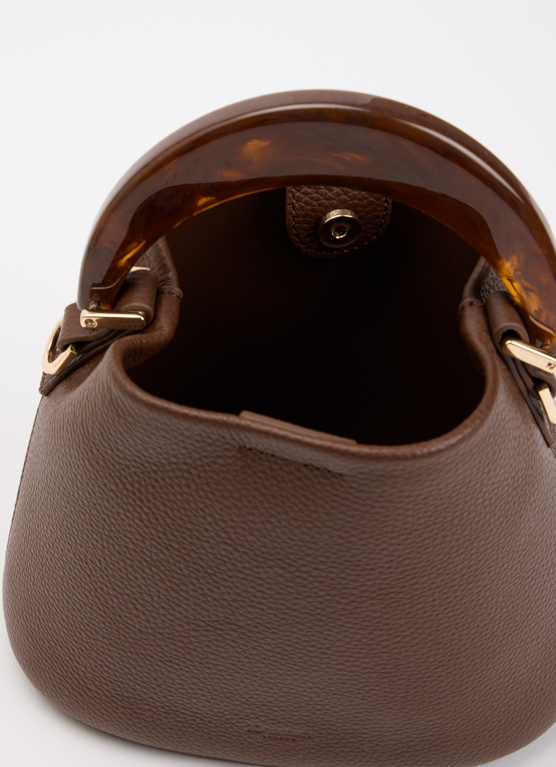 Dune London Dharla handtas van leer met afneembare schouderriem - detail bruin