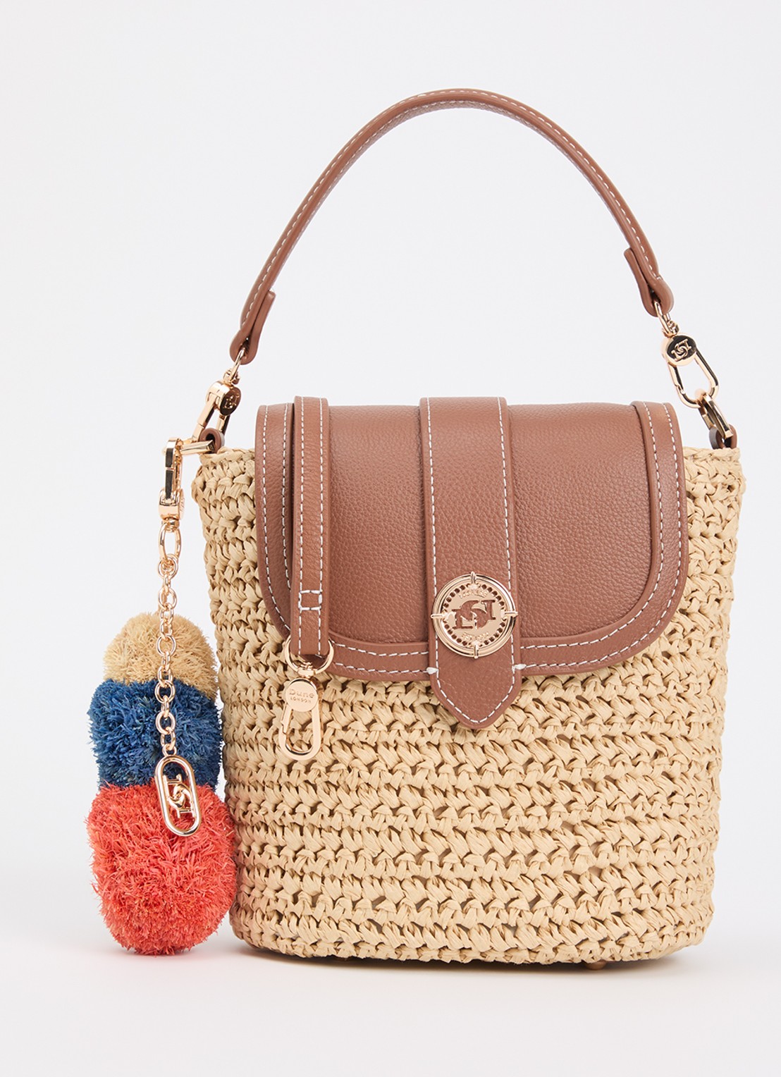 Dune London Dimple handtas met leren details en afneembare schouderriem - voorkant rood
