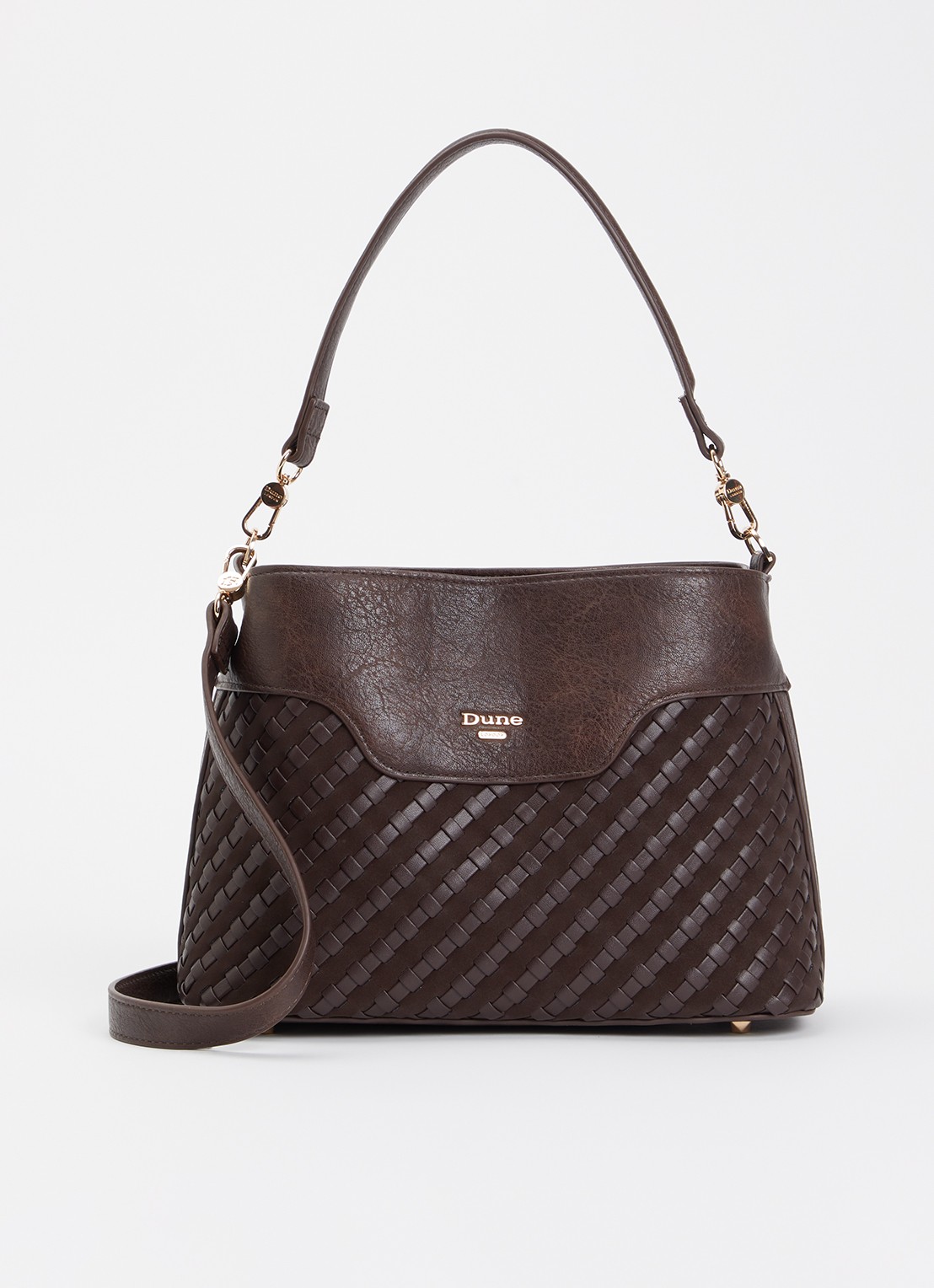 Dune London Dinidelphine handtas met structuur en afneembare schouderriem - voorkant 5 bruin