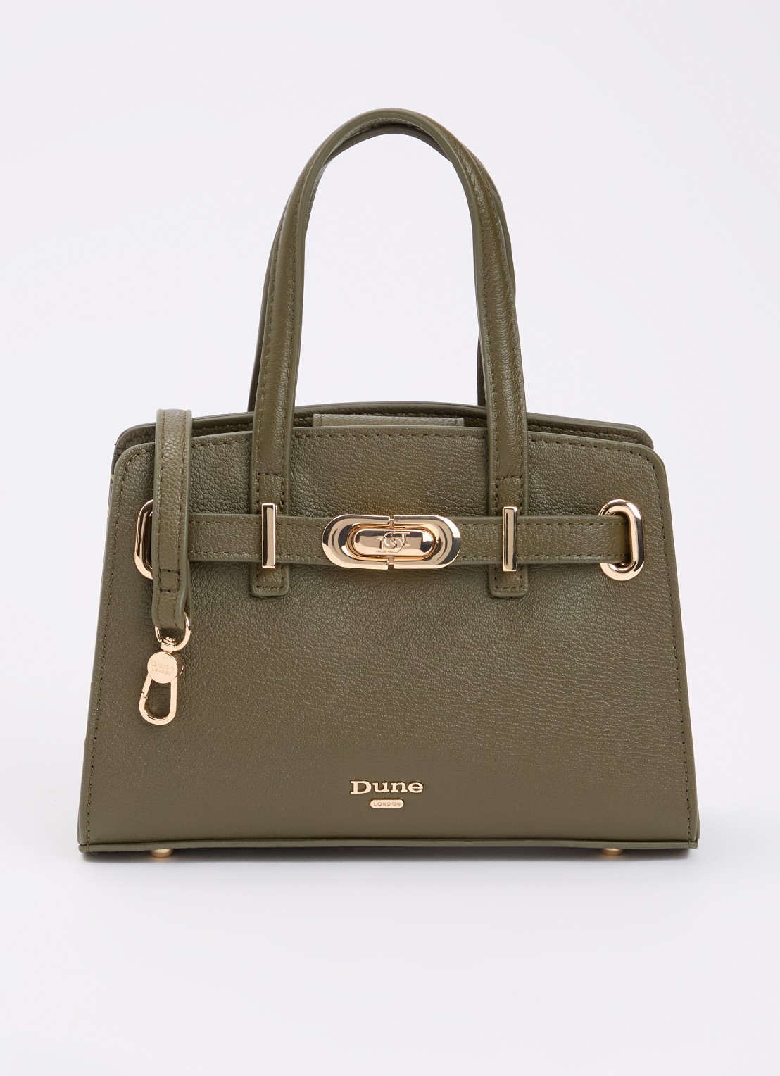 Dune London Dinkydefine handtas van leer met afneembare schouderriem - voorkant 5 olijfgroen