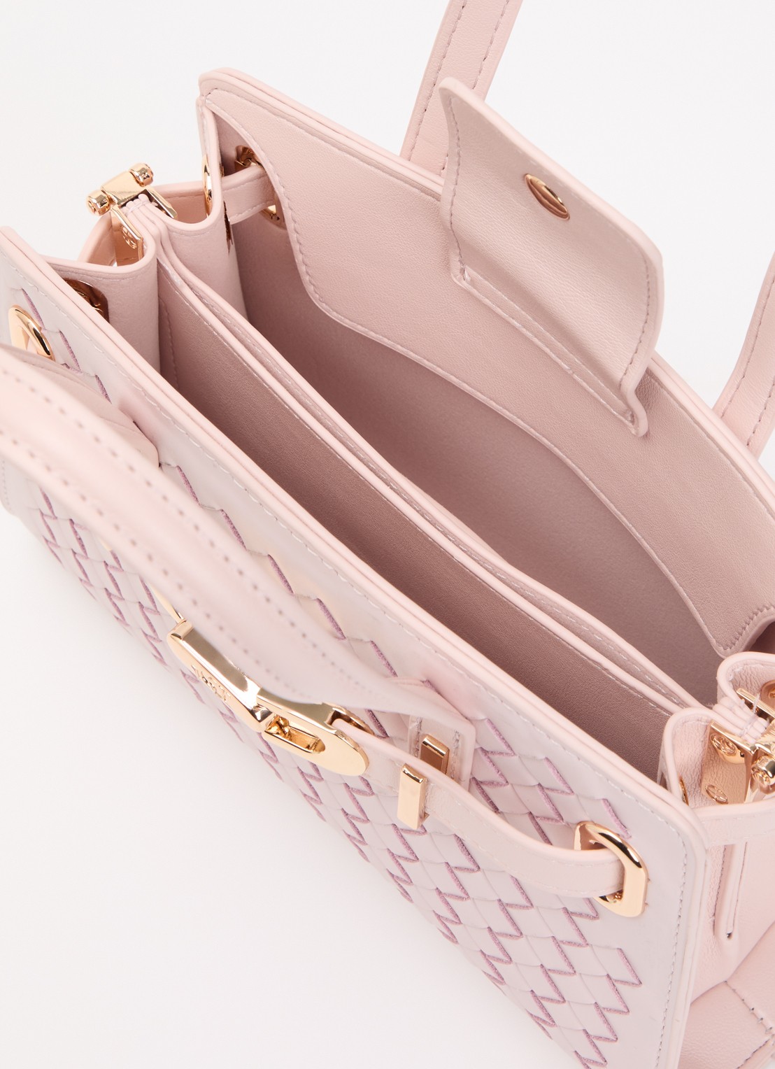 Dune London Dinkydefine handtas van leer met afneembare schouderriem - detail lichtroze