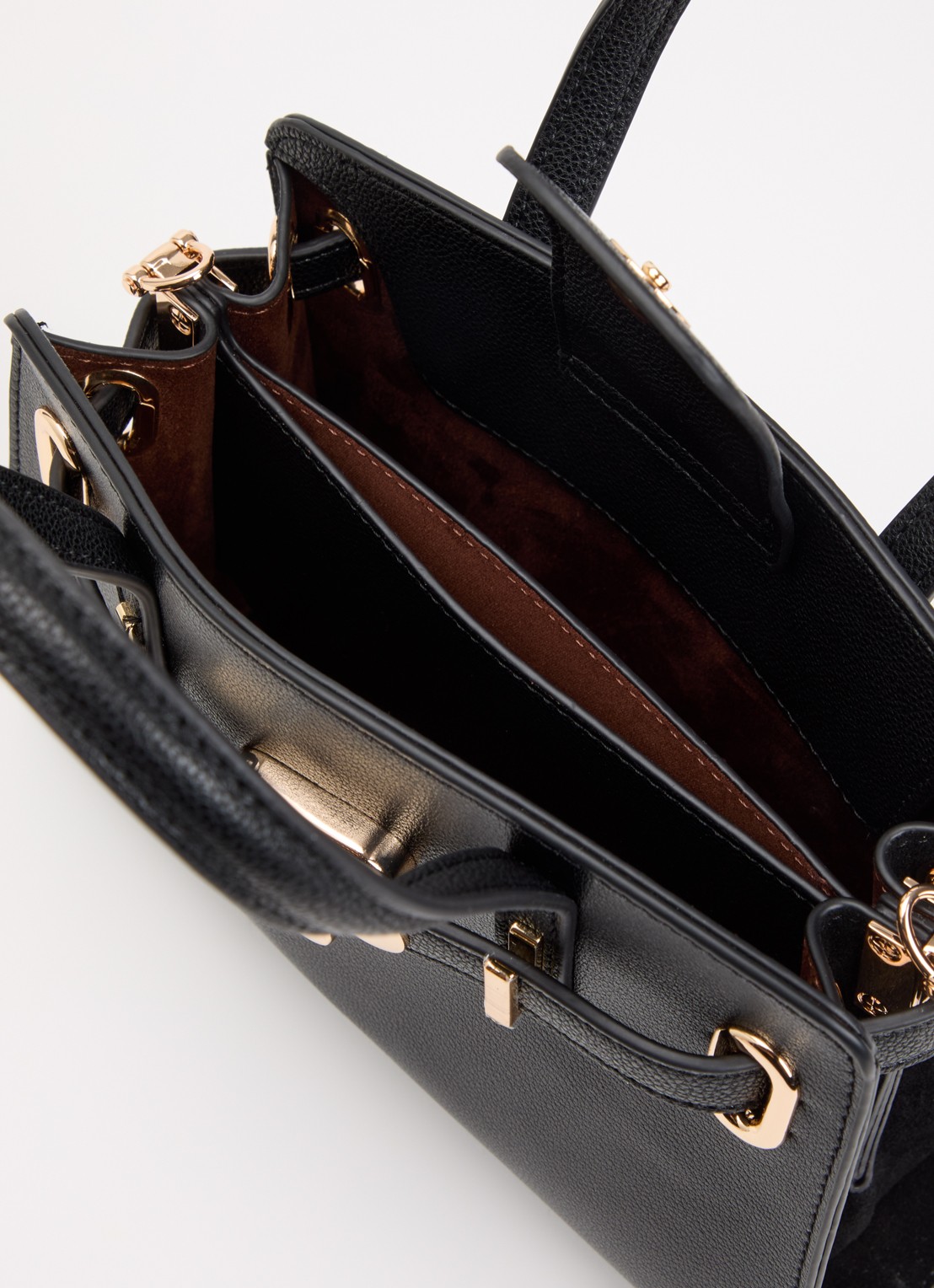 Dune London Dinkydefine handtas van leer met afneembare schouderriem - detail 2 zwart
