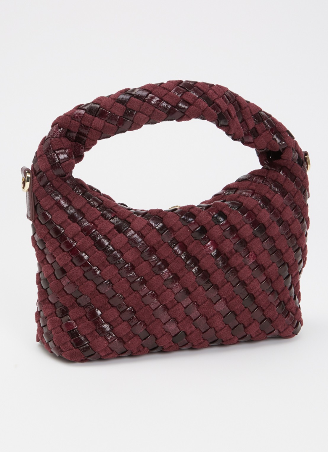 Dune London Dinkydeliberate handtas met gevlochten detail en uitneembaar etui - achterkant 4 aubergine