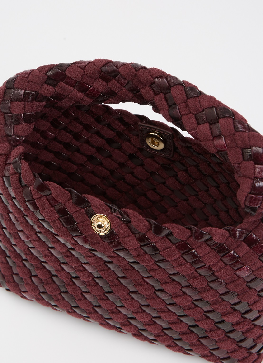 Dune London Dinkydeliberate handtas met gevlochten detail en uitneembaar etui - detail aubergine