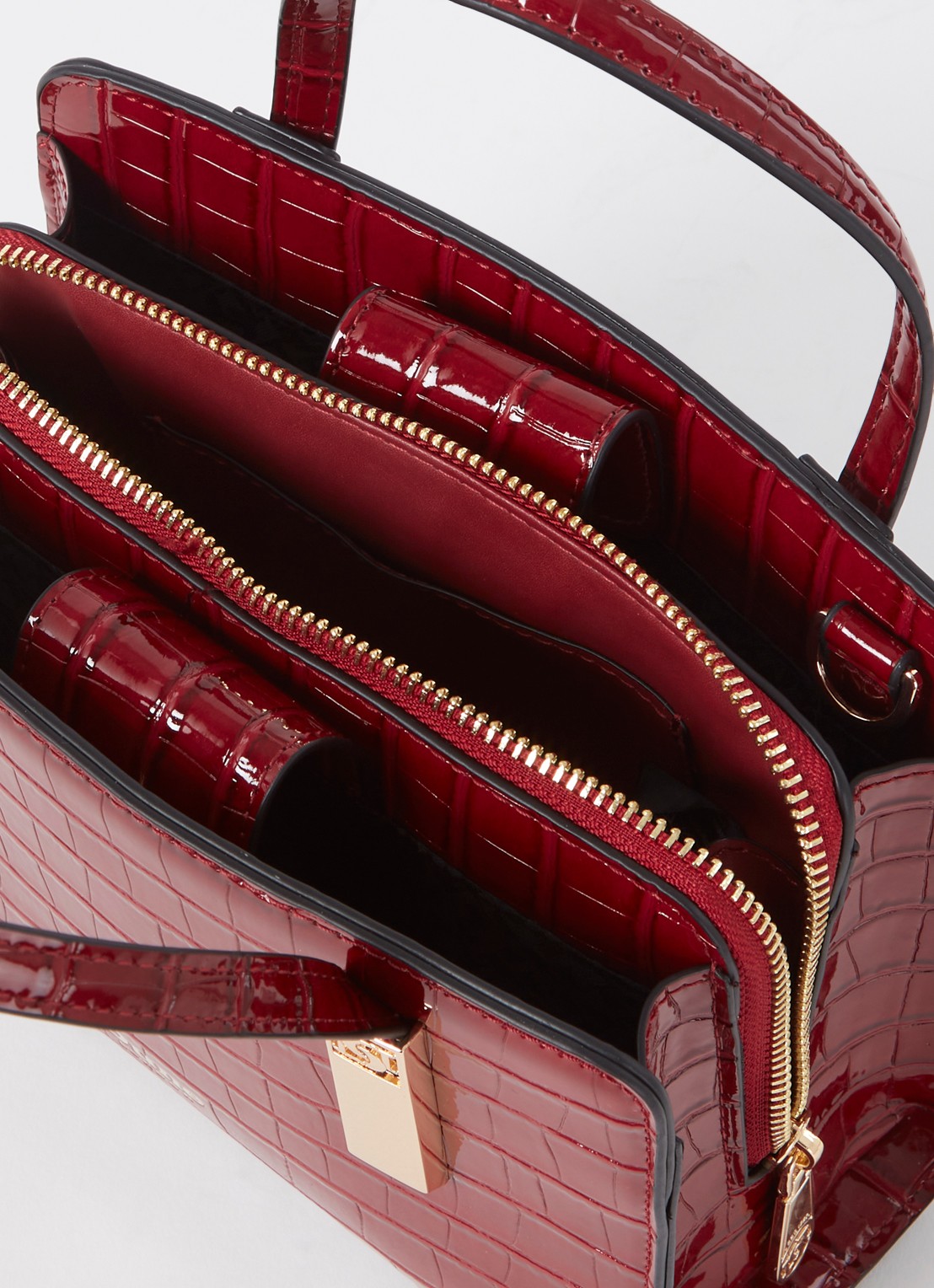 Dune London Dinkydenbeigh handtas met afneembare schouderriem  - detail 3 steenrood