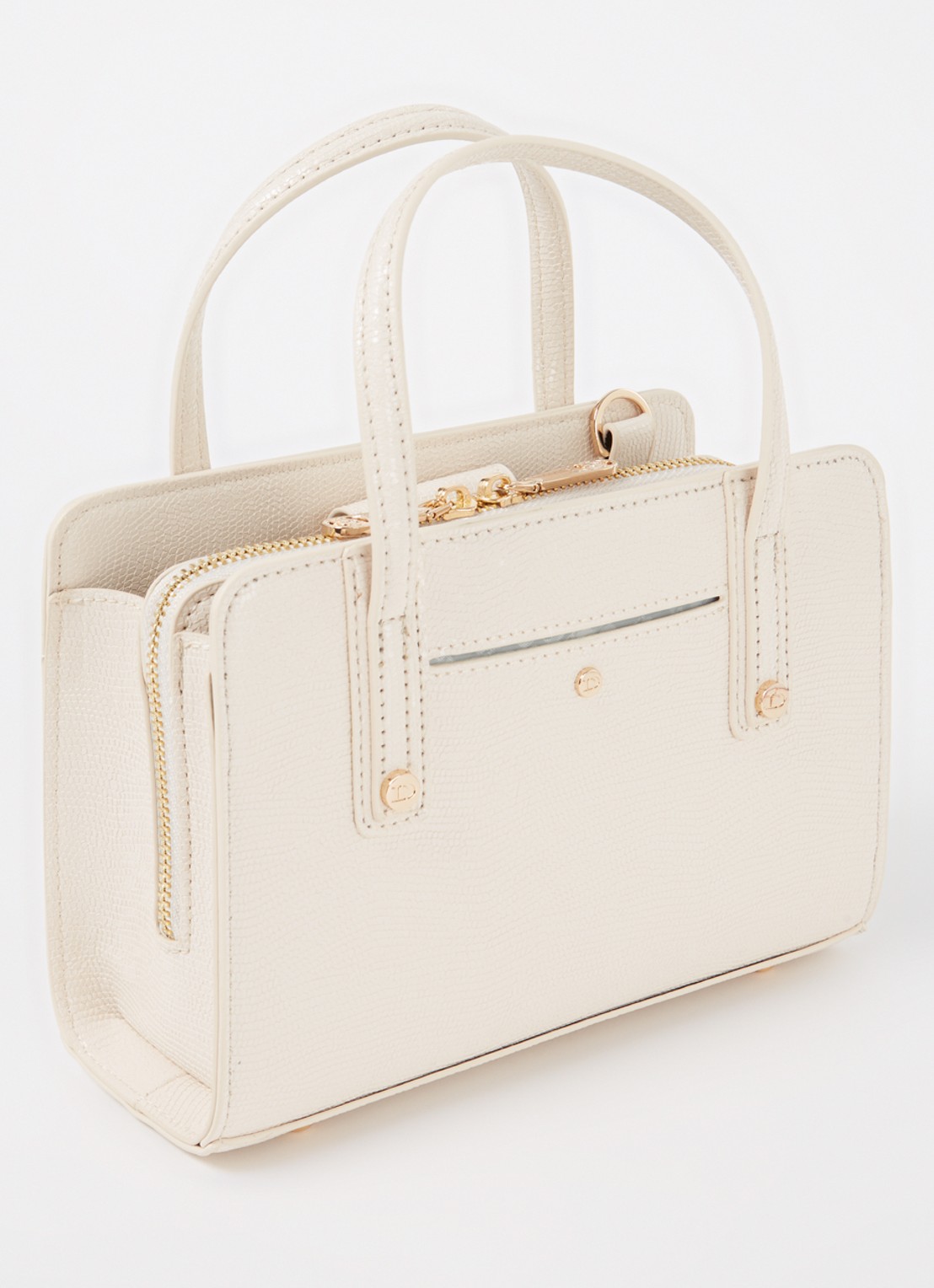 Dune London Dinkydenbeigh handtas met afneembare schouderriem  - achterkant 4 beige