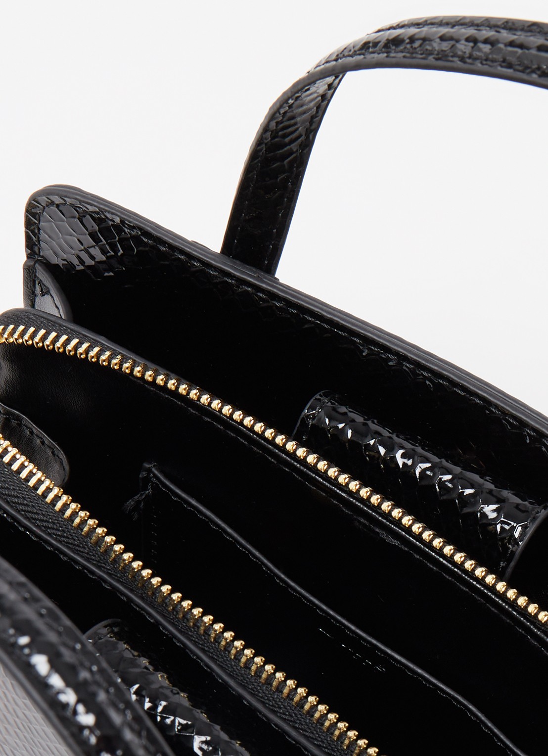 Dune London Dinkydenbeigh handtas met afneembare schouderriem  - detail 3 zwart croco structuur