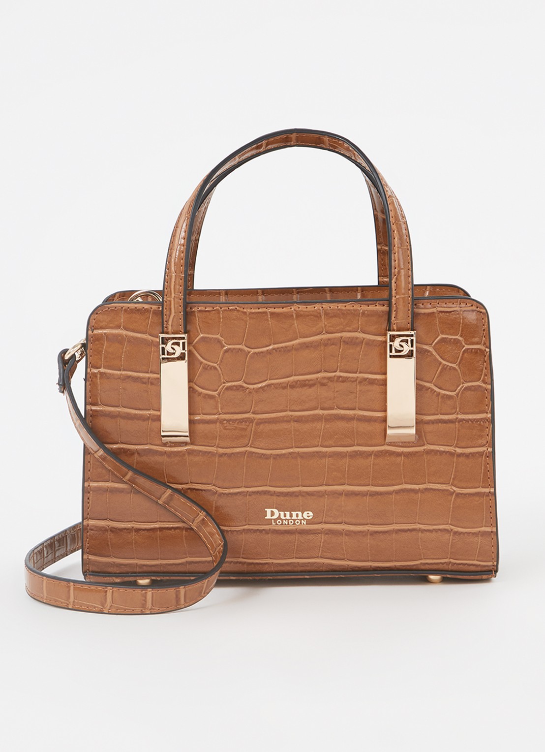 Dune London Dinkydenbeigh handtas met afneembare schouderriem  - voorkant roestbruin