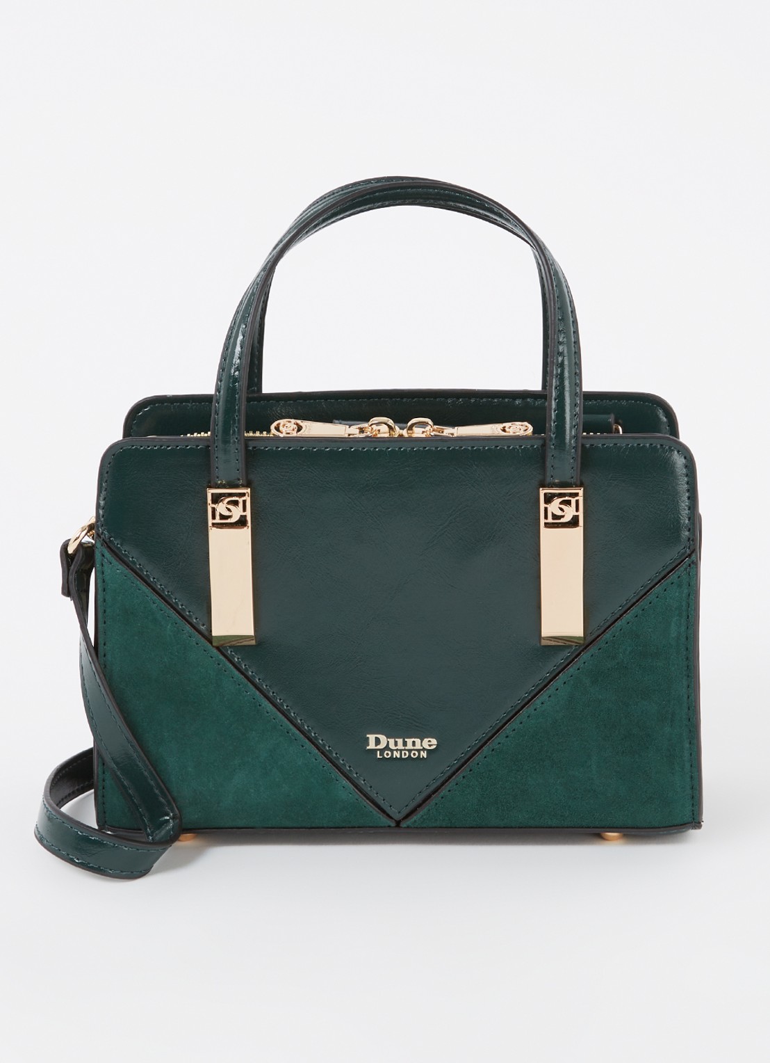 Dune London Dinkydenbeigh handtas met afneembare schouderriem  - voorkant 4 legergroen