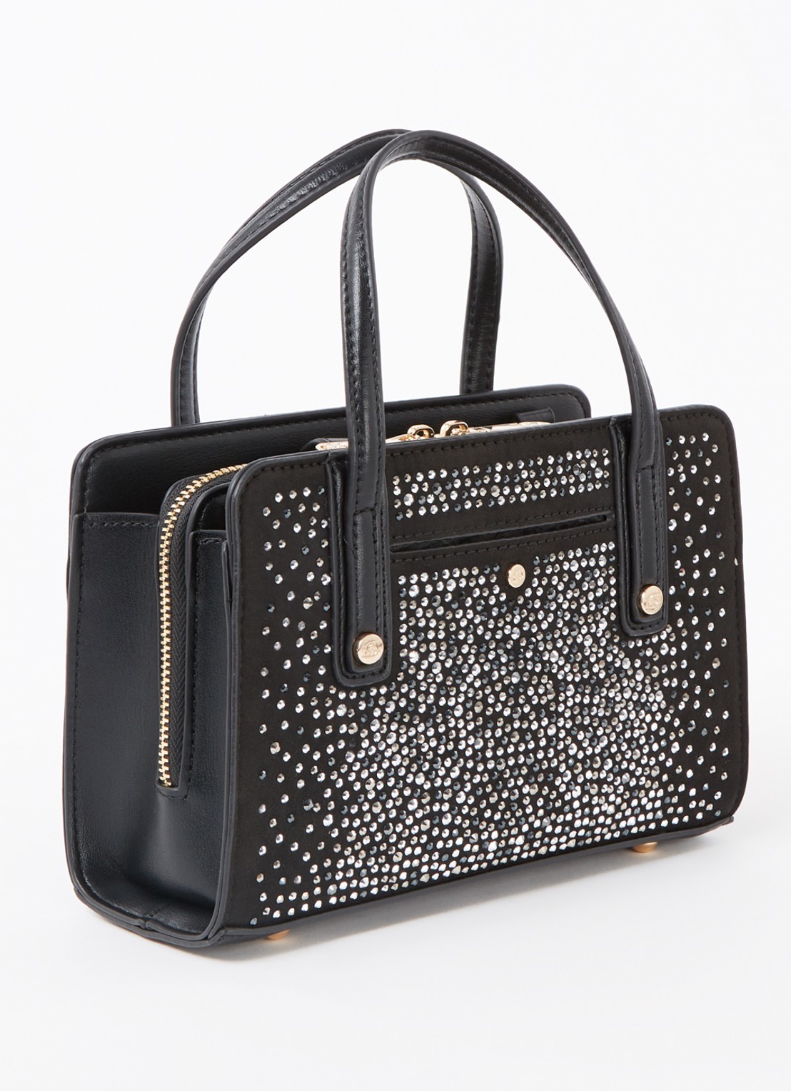 Dune London Dinkydenbeigh handtas met afneembare schouderriem  - achterkant 4 zwart studs