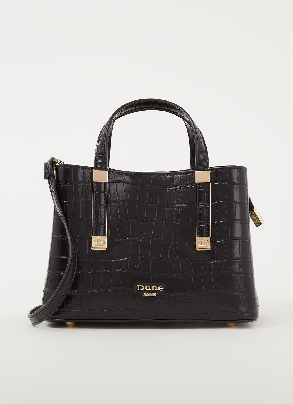 Dune London Dinkydorrie Mini handtas met crocostructuur • Zwart • de