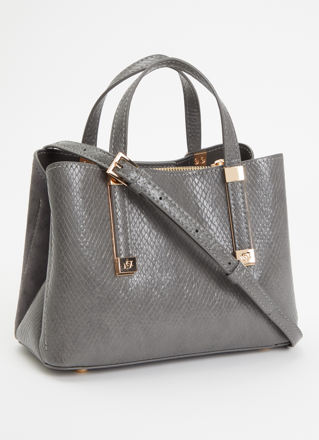 Dune London Dinkydorry handtas met afneembare schouderriem - achterkant 4 donkergrijs