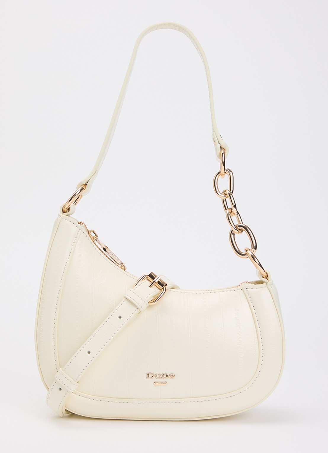 Dune London Direction schoudertas met kettingdetail - voorkant 2 beige