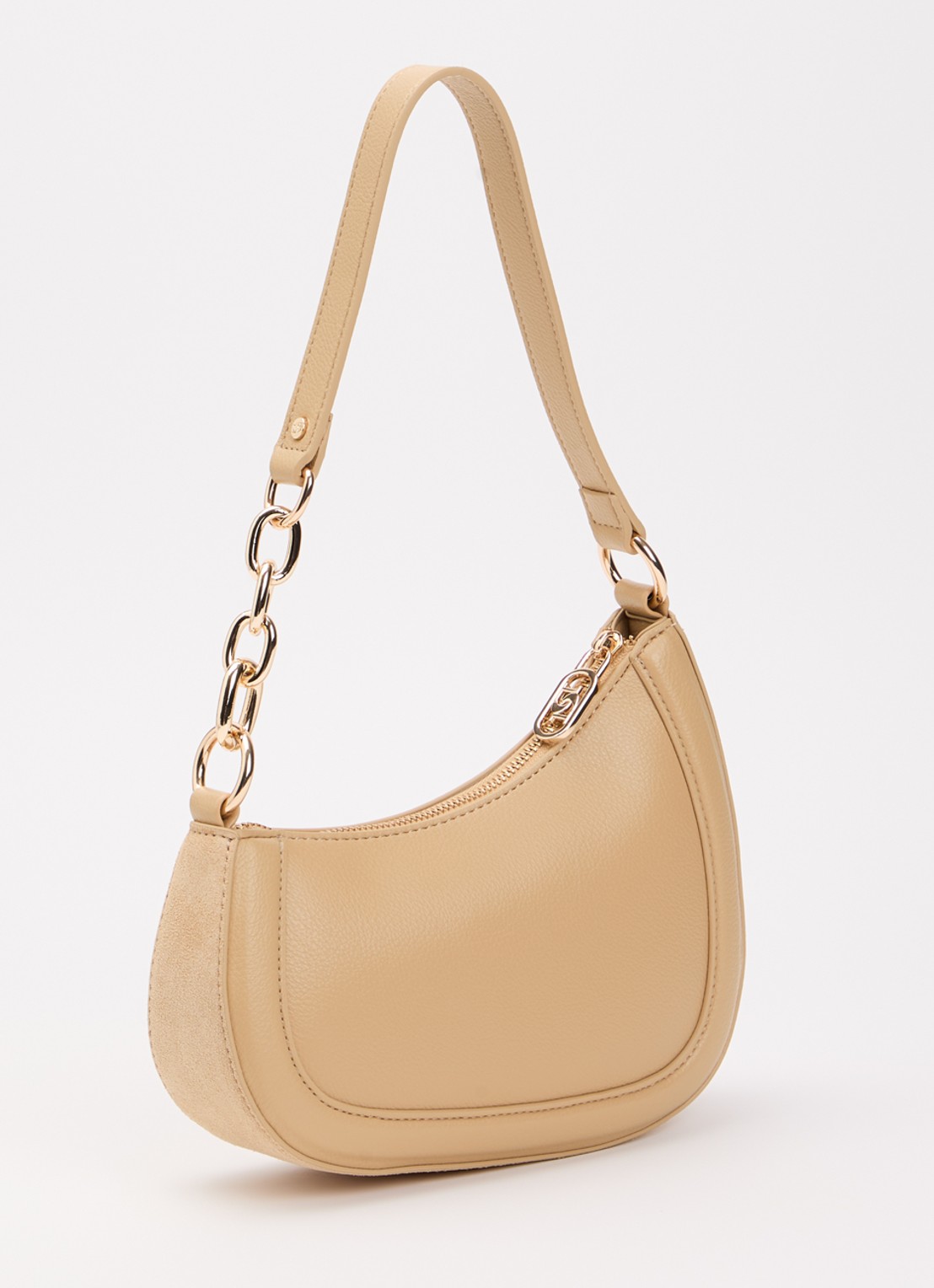 Dune London Direction schoudertas met kettingdetail - achterkant donkerbeige