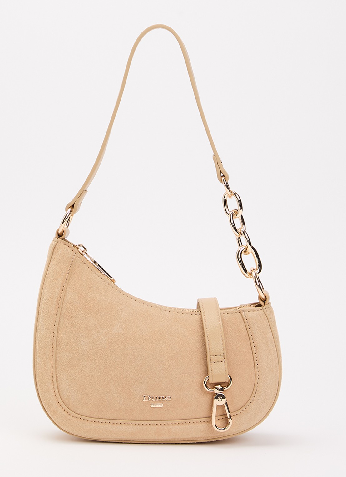 Dune London Direction schoudertas met kettingdetail - voorkant 5 donkerbeige