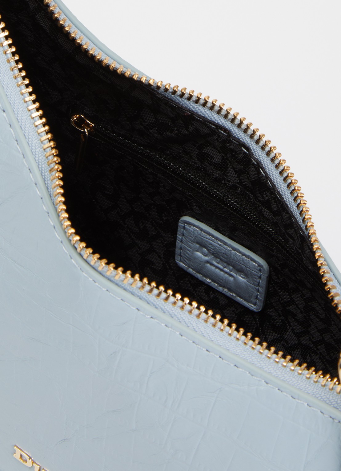Dune London Direction schoudertas met kettingdetail - detail 3 lichtblauw