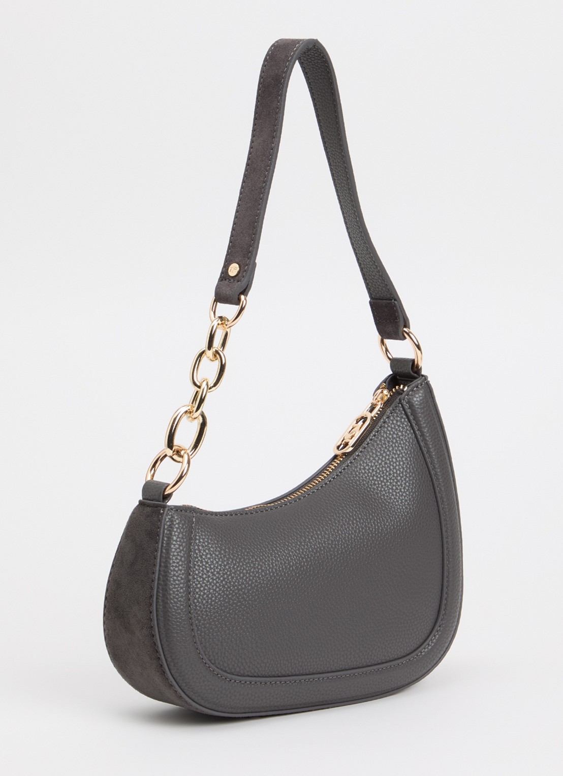 Dune London Direction schoudertas met kettingdetail - achterkant 5 295dark grey-suede