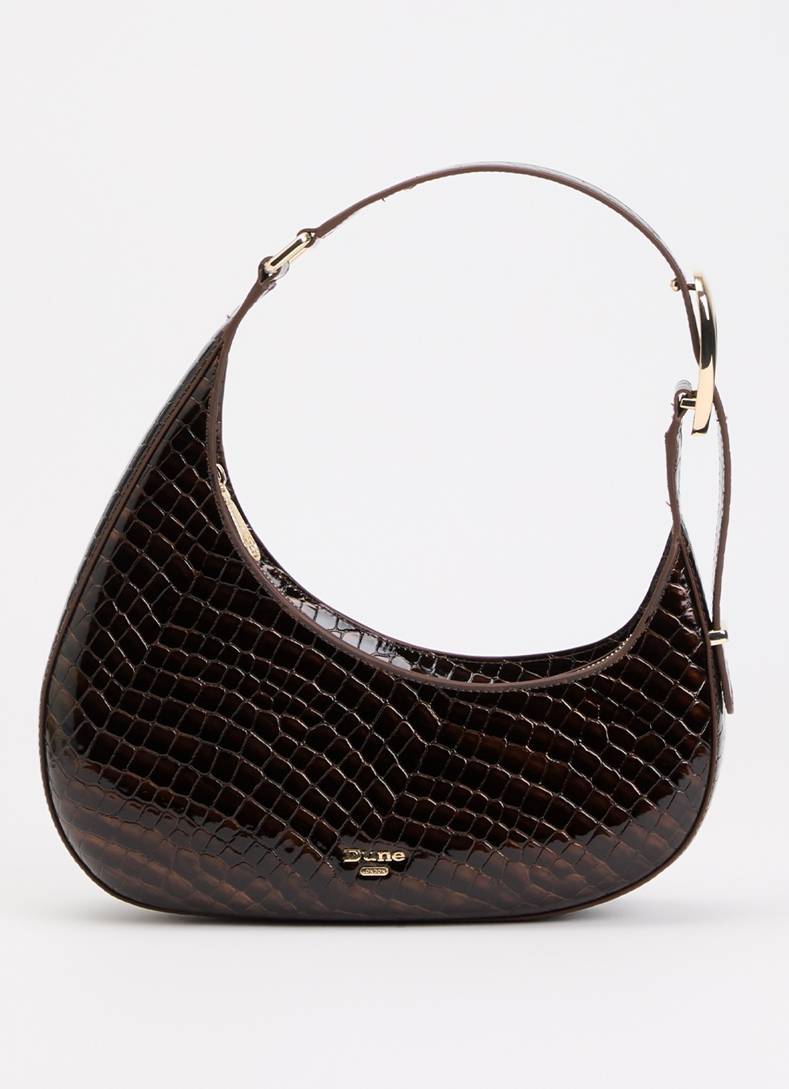 Dune London Disarming schoudertas met crocostructuur - voorkant 5 bordeauxrood