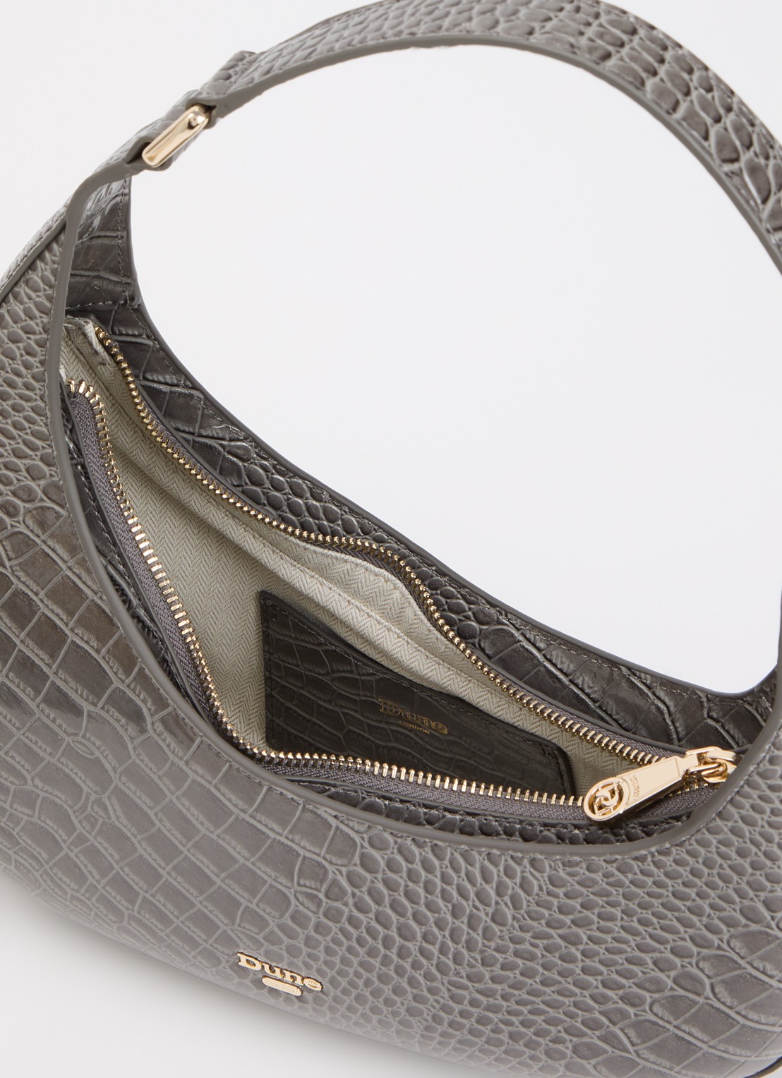 Dune London Disarming schoudertas met crocostructuur - detail 2 grijs