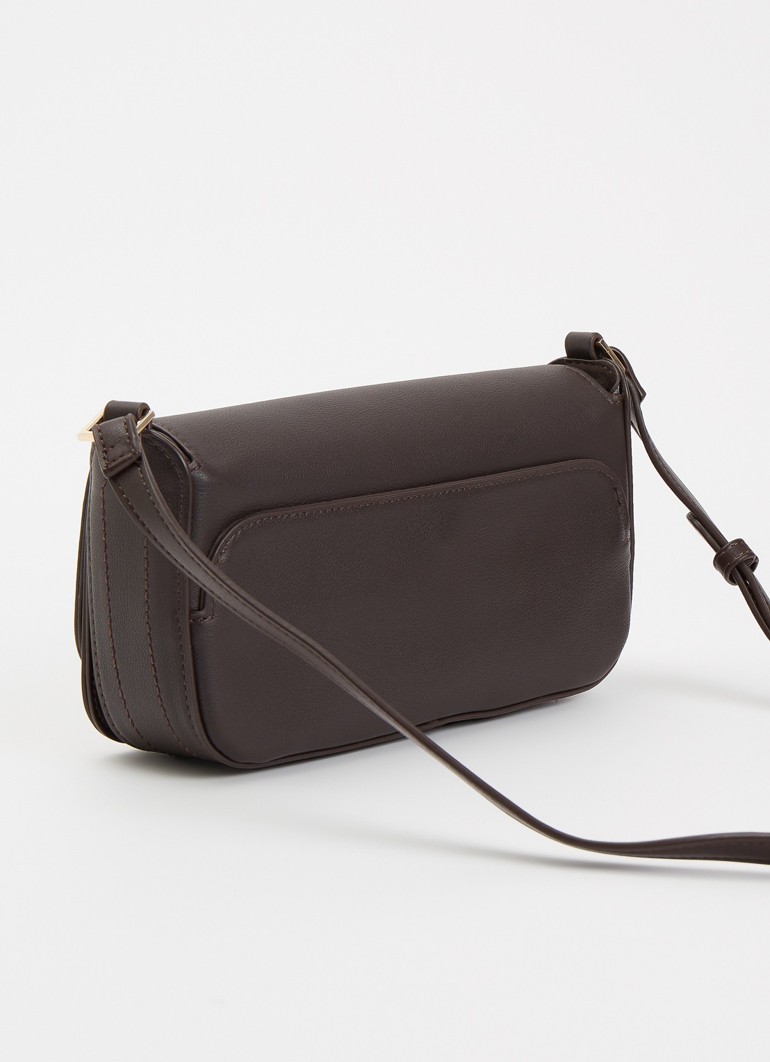 Dune London Discreet crossbodytas van leer - achterkant 2 donkerbruin