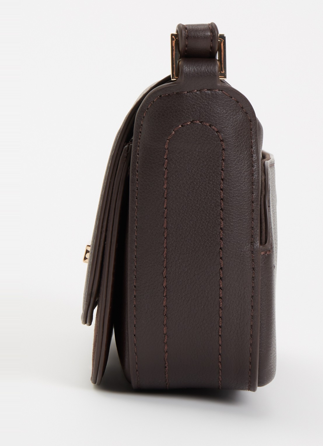 Dune London Discreet crossbodytas van leer - detail 4 donkerbruin